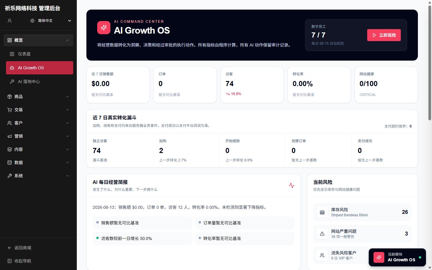 AI Growth OS screen